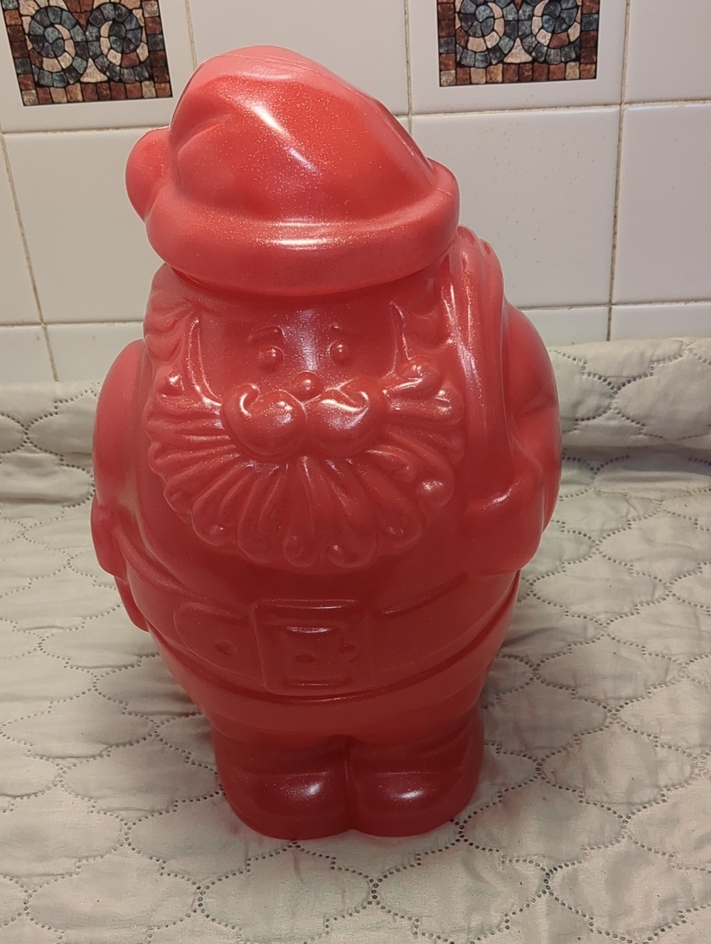 Vintage PackerWare Red Santa Claus Blow Mold Christmas Cookie Jar